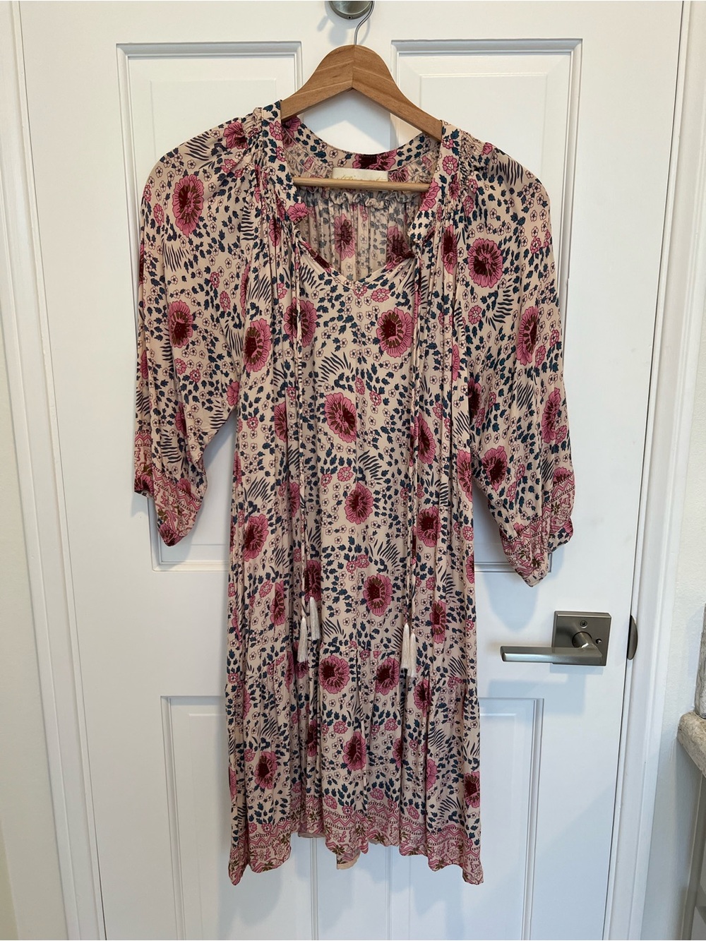 Natalie Martin Blush Pink Floral Tie-Front Dress Small